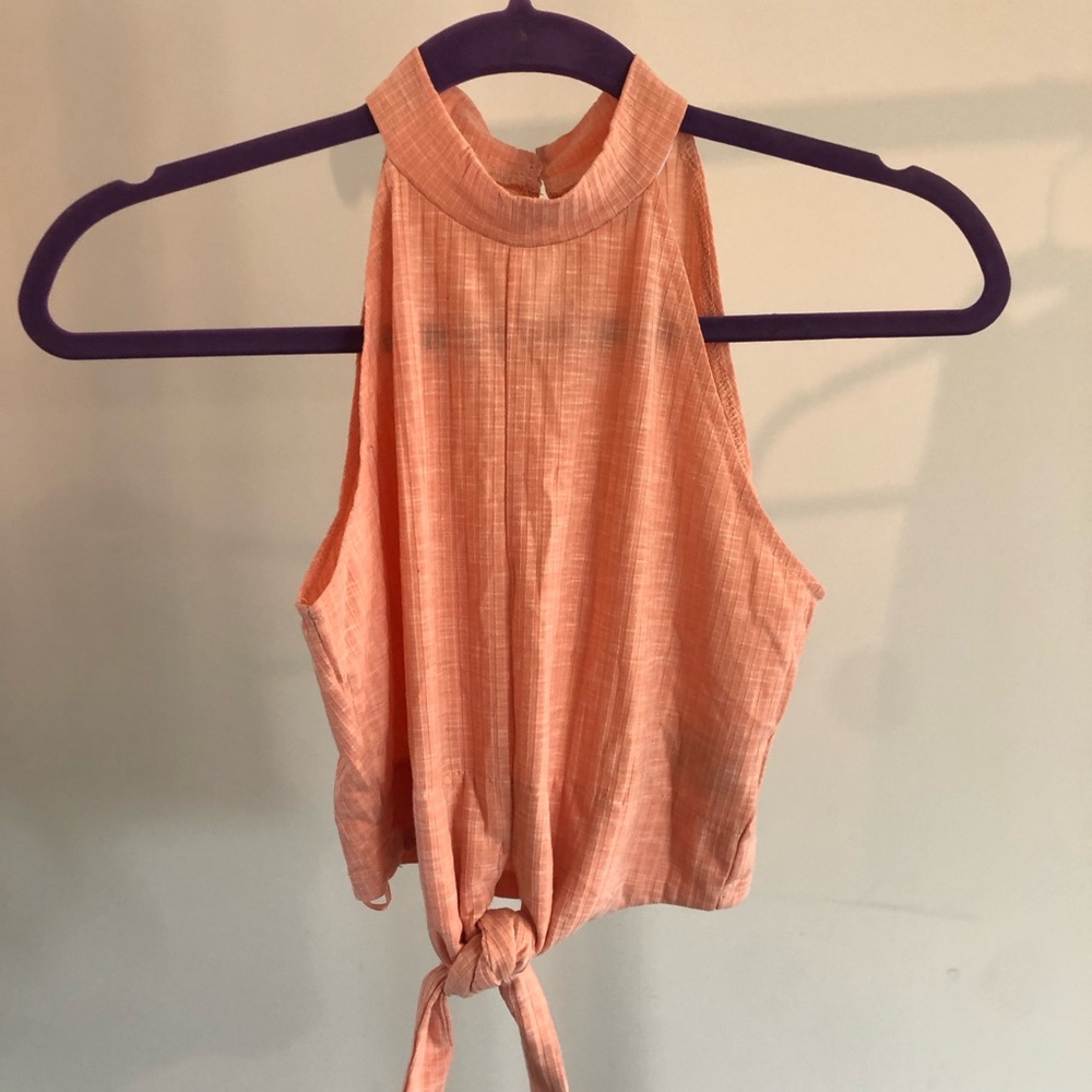 Jack by BB Dakota Peach Halter Crop Top
